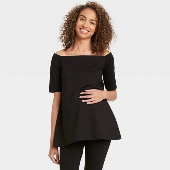 The Nines by Hatch Women's Short Sleeve Maturnity Tuinc Black Size S - Picture 1 of 9